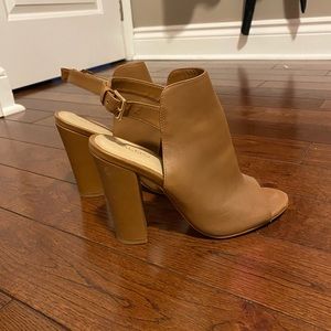 Tan One Strap Aldo Sandal Heels